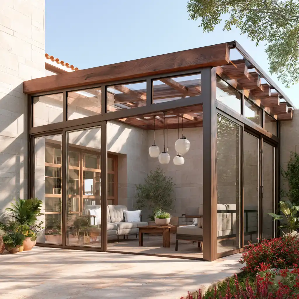 Porche cerrado en vivienda moderna de Armilla